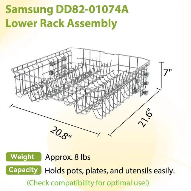 Alt view image 4 of 5 - DD82-01074A Middle DishRack (20.6D*22.4W) Assembly Dishwasher Replacement - Fit For Samsung Dishwasher Parts DW80R5061,DW80R5060,DW80K7050UG,DW80K5050US Series