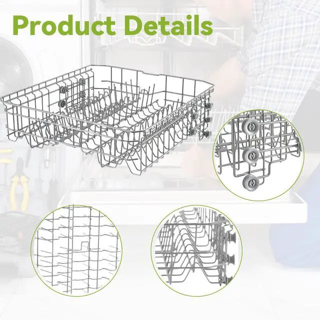 Alt view image 3 of 5 - DD82-01074A Middle DishRack (20.6D*22.4W) Assembly Dishwasher Replacement - Fit For Samsung Dishwasher Parts DW80R5061,DW80R5060,DW80K7050UG,DW80K5050US Series