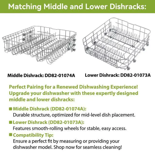 Alt view image 5 of 5 - DD82-01074A Middle DishRack (20.6D*22.4W) Assembly Dishwasher Replacement - Fit For Samsung Dishwasher Parts DW80R5061,DW80R5060,DW80K7050UG,DW80K5050US Series