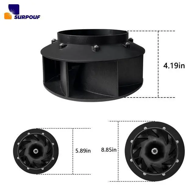 Alt view image 2 of 6 - 70359801P Blower Fan (3Pcs) Fits for Huebsch Speed Queen and Ipso Dryer Replaces 70123301, 70123301P, 70248601, 70248601P, 70359801, TU20281, TU21120, TU218171