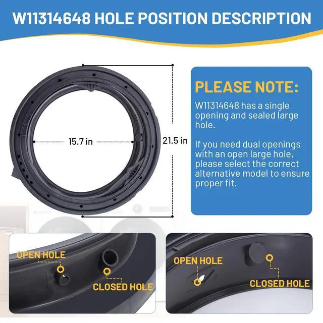 Alt view image 3 of 7 - WFW5620HW0 WFW6620HW0 WFW5620HW2 WFW560CHW0 WFW6620HC2 WFW6620HC0 Washer Door Boot Seal for Whirlpool Washer Parts, W11314648 Washing Machine Door Seal Fits for Maytag Washer Parts MHW5630HW0
