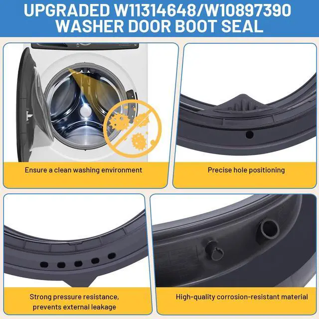 Alt view image 6 of 7 - WFW5620HW0 WFW6620HW0 WFW5620HW2 WFW560CHW0 WFW6620HC2 WFW6620HC0 Washer Door Boot Seal for Whirlpool Washer Parts, W11314648 Washing Machine Door Seal Fits for Maytag Washer Parts MHW5630HW0
