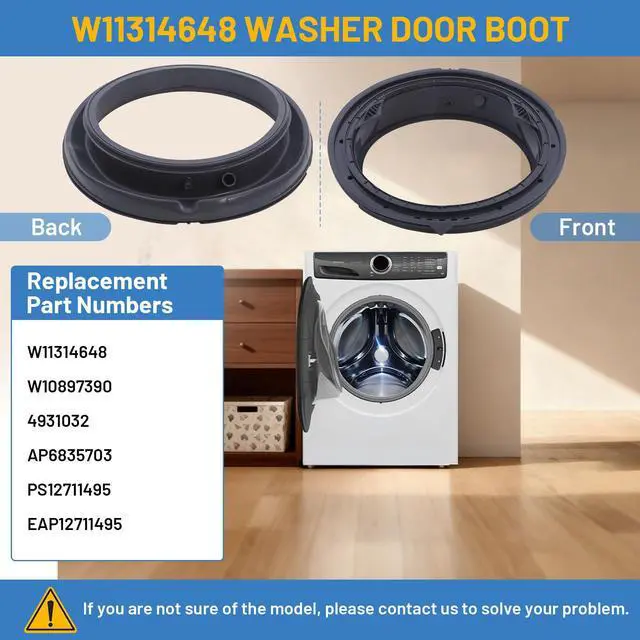 Alt view image 5 of 7 - WFW5620HW0 WFW6620HW0 WFW5620HW2 WFW560CHW0 WFW6620HC2 WFW6620HC0 Washer Door Boot Seal for Whirlpool Washer Parts, W11314648 Washing Machine Door Seal Fits for Maytag Washer Parts MHW5630HW0