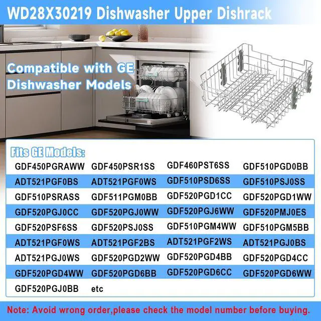 Alt view image 7 of 7 - UPGRADED WD28X35779 WD28X30219 Dishwasher Upper Rack Compatible with GE Dishwasher Rack Replacement Parts with Wheel,304 Stainless Steel WD28X30219 WD28X25018 WD28X26104 GE Dishwasher Upper Rack Part
