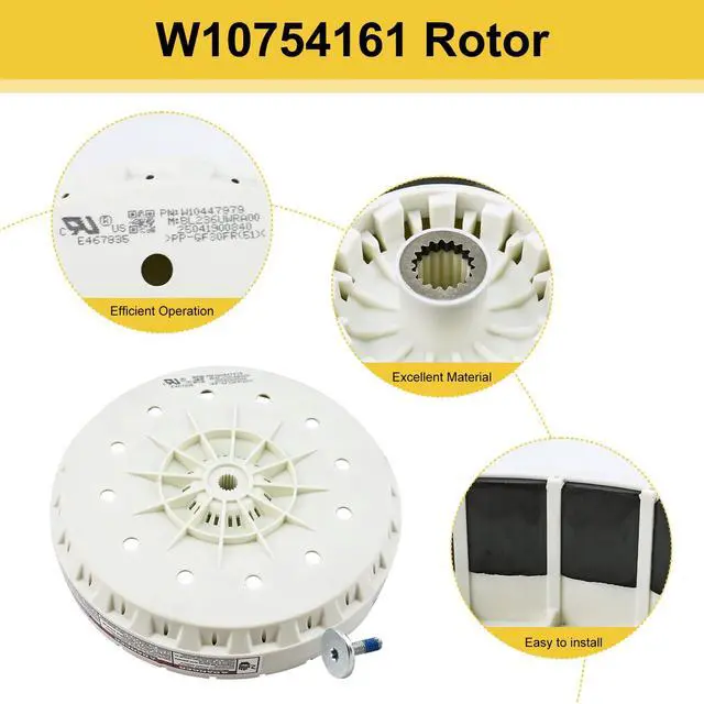 Alt view image 6 of 7 - W10754161 W10447979 Washer Rotor (OEM) Compatible with whirlpool maytag crosley kenmore Washer for WTW7000DW0 WTW7500GC2 MVWB766FW1 MVWB765FW ect. Replacement Part AP5956755 PS10064560 PD00028151 etc