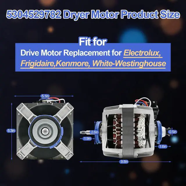 Alt view image 4 of 7 - 5304529782 134693300 134693302 Dryer Motor Compatible with Electrolux Frigidaire Kenmore White-Westinghouse, Replaces 137115900 134693301 5304510568 AP7034396 PS16620747 EAP16620747 PD00074329