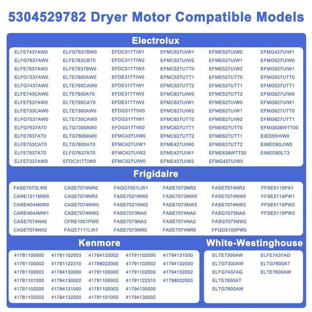 Alt view image 5 of 7 - 5304529782 134693300 134693302 Dryer Motor Compatible with Electrolux Frigidaire Kenmore White-Westinghouse, Replaces 137115900 134693301 5304510568 AP7034396 PS16620747 EAP16620747 PD00074329
