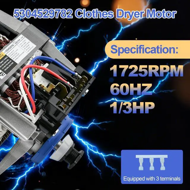 Alt view image 6 of 7 - 5304529782 134693300 134693302 Dryer Motor Compatible with Electrolux Frigidaire Kenmore White-Westinghouse, Replaces 137115900 134693301 5304510568 AP7034396 PS16620747 EAP16620747 PD00074329
