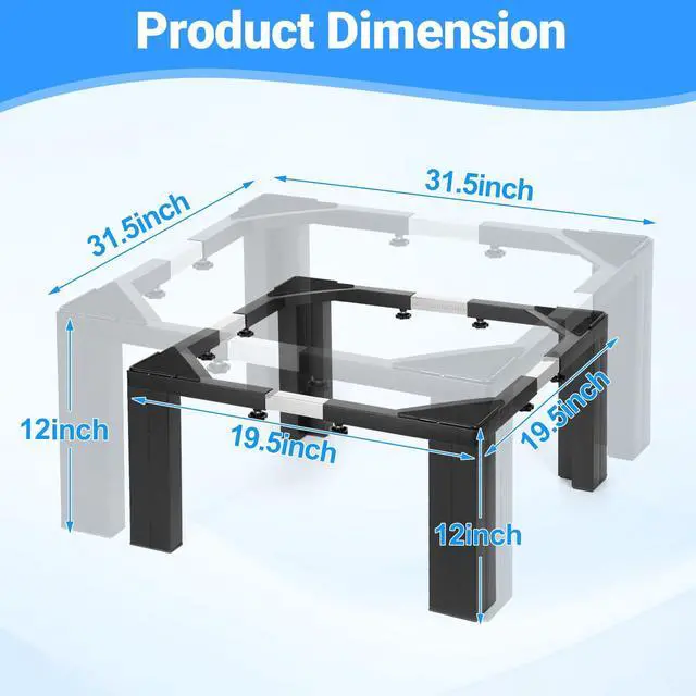 Alt view image 2 of 7 - 1000lbs Capacity All Steel 12 Inch Height Laundry PedestalSturdy Washer Dryer Pedestal with Anti Slip Mat, Adjustable Size for All Washer,Refrigerator and Dryer