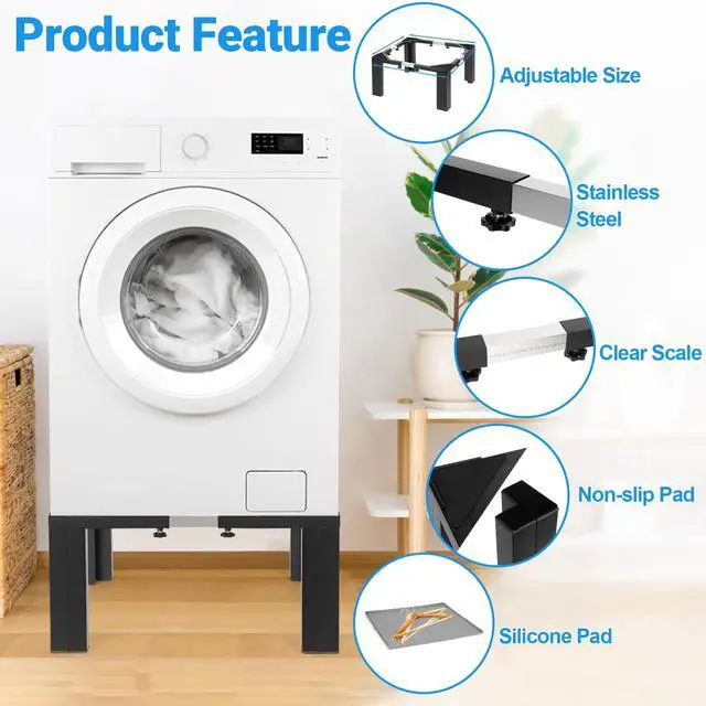 Alt view image 3 of 7 - 1000lbs Capacity All Steel 12 Inch Height Laundry PedestalSturdy Washer Dryer Pedestal with Anti Slip Mat, Adjustable Size for All Washer,Refrigerator and Dryer