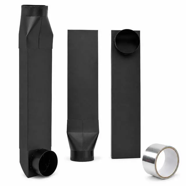Main image of UD48S 4" Stainless Steel Telescoping Dryer Vent Kit - Flat Periscope for Whirlpool & All 4" Dryers, 90° to Straight Adjustable Dryer Duct (26-43in), Space Saving Vent Connector (Black)