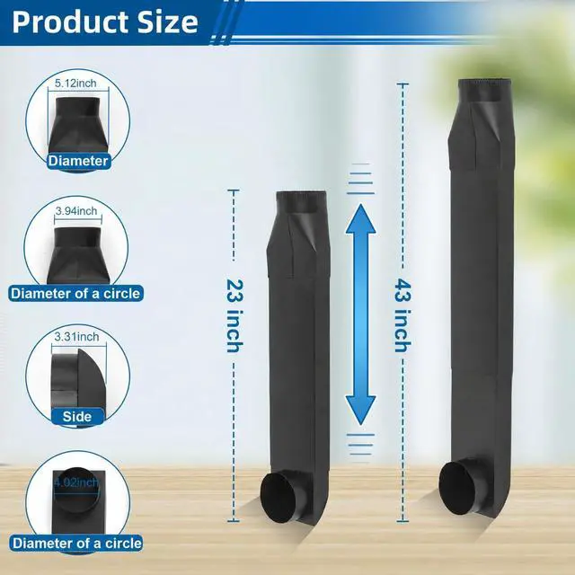 Alt view image 2 of 7 - UD48S 4" Stainless Steel Telescoping Dryer Vent Kit - Flat Periscope for Whirlpool & All 4" Dryers, 90° to Straight Adjustable Dryer Duct (26-43in), Space Saving Vent Connector (Black)