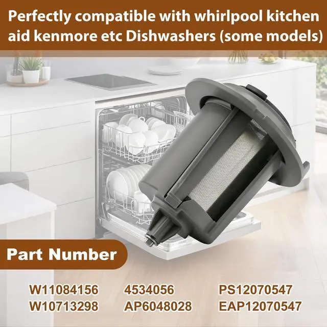 Alt view image 3 of 7 - W11084156 Dishwasher Pump Filter Compatible with whirlpool kenmore kitchen aid KDTM354DSS KDTM354ESS KDTM404ESS etc Dishwasher (Some Models), Replace Number: W10713298 4534056 AP6048028 PS12070547 etc