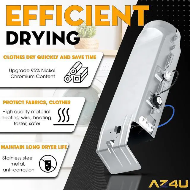 Alt view image 5 of 7 - Dryer Heating Element Assembly Replaces For Samsung DV42H5200EP/A3 DV42H5200EF/A3 DV5451AEW/XAA DV40J3000EW/A2 DVE50R5400V/A3 DV219AEW/XAA DV395ETPASU/A1 DV448AEP/XAA DV350AEW/XAA DV330AEB/XAA