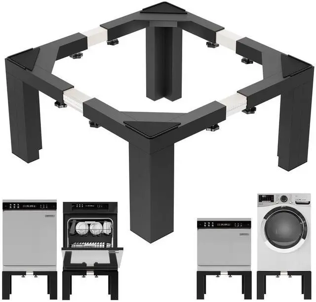 Main image of 16" Washer Dryer Pedestal, Stainless Steel Laundry Pedestal Black | 17.7"-31" Adjustable Width Heavy Duty, for Fridge Dishwasher, Universal Fit, 12 Inch Height, Adjustable Base Stand