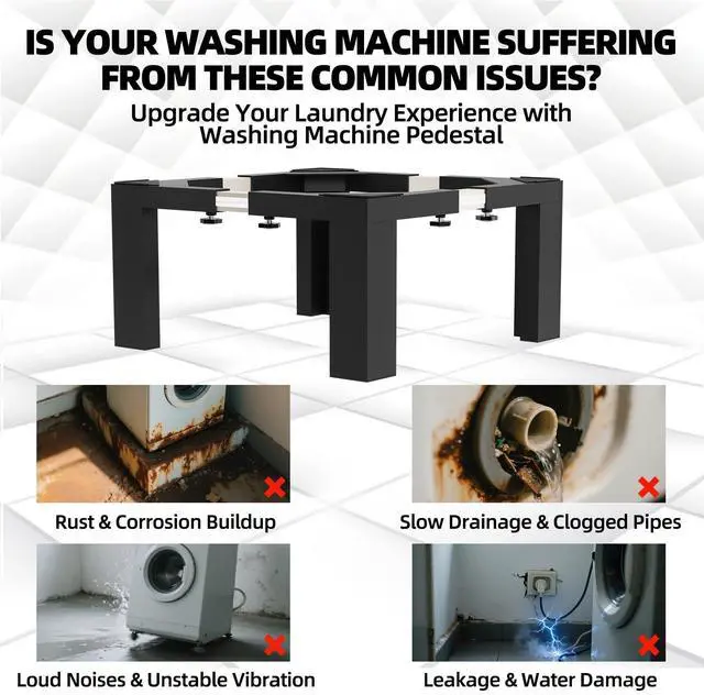 Alt view image 4 of 7 - 16" Washer Dryer Pedestal, Stainless Steel Laundry Pedestal Black | 17.7"-31" Adjustable Width Heavy Duty, for Fridge Dishwasher, Universal Fit, 12 Inch Height, Adjustable Base Stand