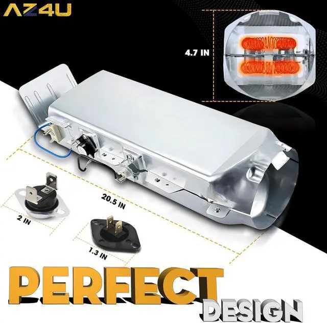 Alt view image 2 of 7 - Dryer Heating Element Assembly Replaces For Samsung DV42H5200EP/A3 DV42H5200EF/A3 DV5451AEW/XAA DV40J3000EW/A2 DVE50R5400V/A3 DV219AEW/XAA DV395ETPASU/A1 DV448AEP/XAA DV350AEW/XAA DV330AEB/XAA