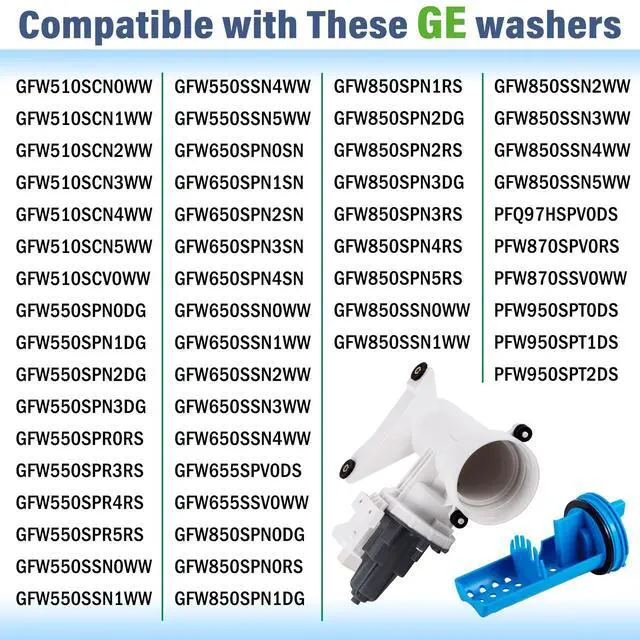 Alt view image 3 of 7 - GFW550SSN2WW GFW550SSN1WW GFW550SSN0WW GFW550SSN5WW GFW550SSN4WW GFW510SCN0WW GFW550SSN3WW GFW510SCN1WW GFW510SCN2WW GFW510SCN3WW GFW655SSV0WW GFW850SPN0DG Washer Drain Pump Filter Fit for G.E
