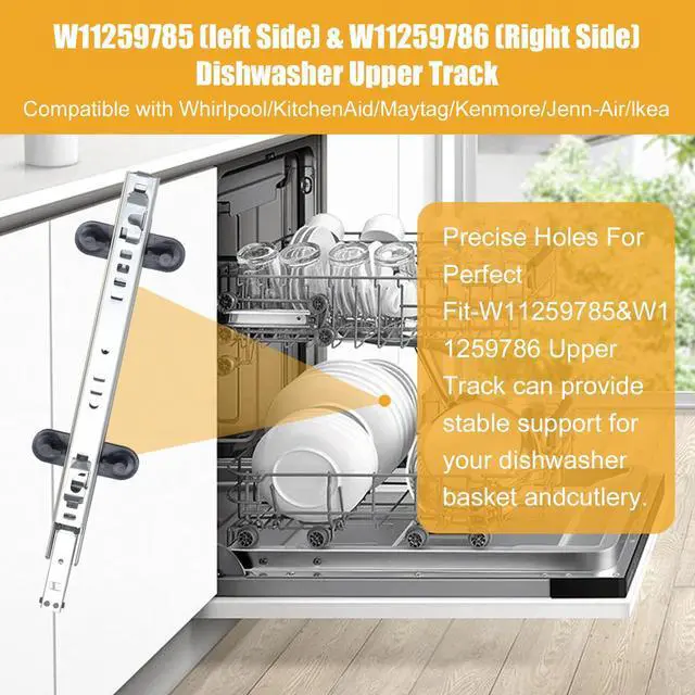 Alt view image 5 of 6 - W11259786 W11259785 Dishwasher Dishrack Slide Track (Left & Right) - Compatible With Whirlpool KitchenAid Maytag Jenn-Air Dishwasher - Replaces PS12584377 PS12584377 AP6783993 AP6783993 KDTE204EPA2