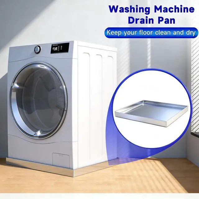 Alt view image 3 of 6 - 32" x 30" x 2.5" Washing Machine Drain Pan, Washer Tray for Floor Protection, Dishwasher Drain Pan, Pan for Under Washing Machine, 304 Stainless Steel, No Drain Port