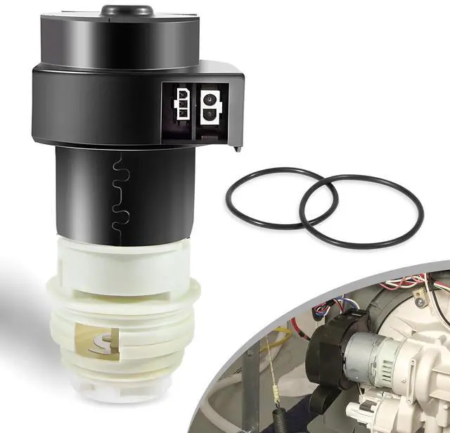 Main image of 154844101 Dishwasher Circulation Pump Motor with Two New O-Ring Seals Fit for Frigidaire and Kenmore Dishwashers Replace 154828601,154795001,154793001,154700001,154719201.(Two Electrical Connector)