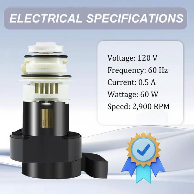 Alt view image 2 of 7 - 154844101 Dishwasher Circulation Pump Motor with Two New O-Ring Seals Fit for Frigidaire and Kenmore Dishwashers Replace 154828601,154795001,154793001,154700001,154719201.(Two Electrical Connector)