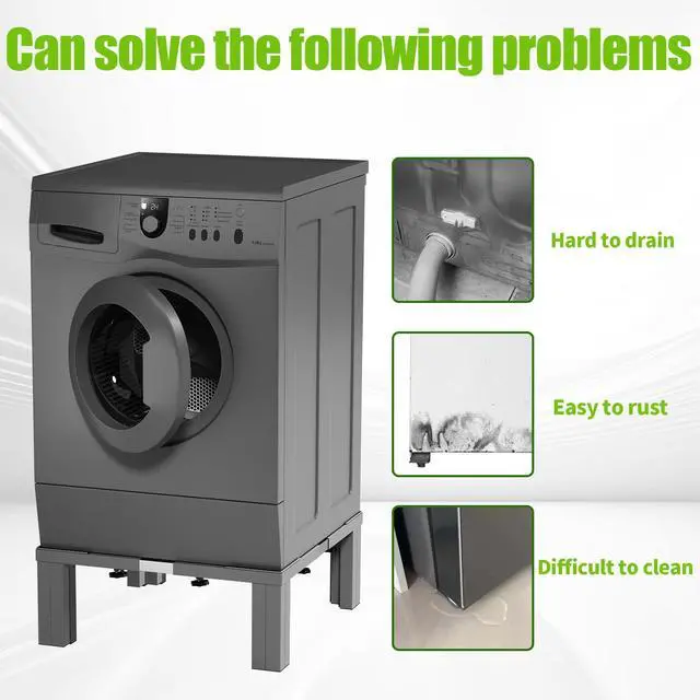 Alt view image 2 of 7 - Heavy duty Stainless steel Laundry Pedestal,16" Height Universal Washer and Dryer Pedestals, Adjustable Universal Washing machine stand and Fridge stand(Grey)