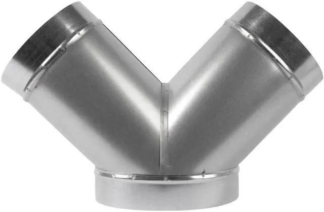 Main image of 8" Inch 3 Way Metal Duct Splitter. 45 Degree 3 Way Y Shape Connector. Connect Multiple Machines - Dryer and Extractor Hood or Dryer and Dryer in one ducting