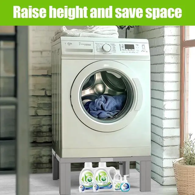 Alt view image 6 of 7 - Heavy duty Stainless steel Laundry Pedestal,16" Height Universal Washer and Dryer Pedestals, Adjustable Universal Washing machine stand and Fridge stand(Grey)