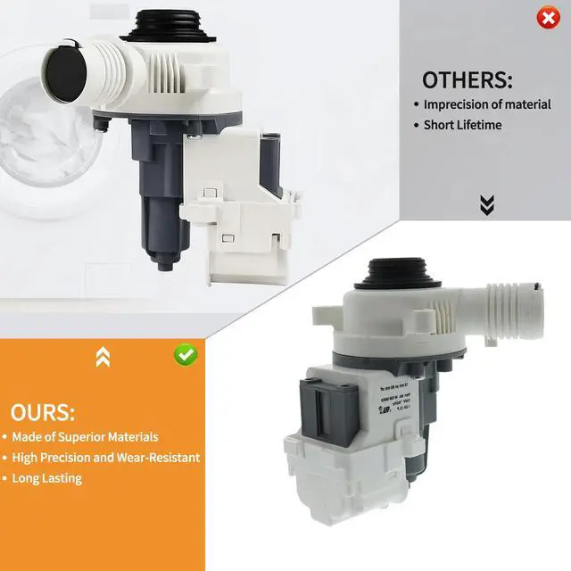 Alt view image 5 of 7 - WTW4816FW3 NTW4519JW2 NTW4516FW3 Washer Drain Pump Fit for may-tag | WTW4957PW0 NTW4516FW2 7MWET4027HW0 NTW4655EW1 NTW4665GW0 NTW4516FW4 NTW4519JW0 NTW4519JW1 CAW9352EW2 NTW4516FW1