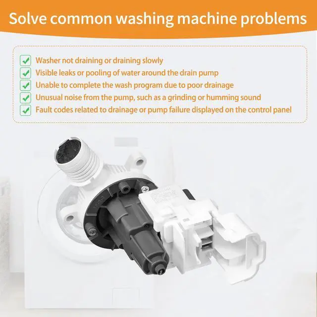 Alt view image 6 of 7 - WTW4816FW3 NTW4519JW2 NTW4516FW3 Washer Drain Pump Fit for may-tag | WTW4957PW0 NTW4516FW2 7MWET4027HW0 NTW4655EW1 NTW4665GW0 NTW4516FW4 NTW4519JW0 NTW4519JW1 CAW9352EW2 NTW4516FW1