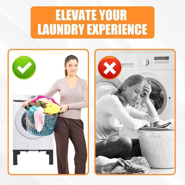 Alt view image 5 of 7 - Heavy-Duty All Steel Universal Laundry Pedestal 12" Height, Full size Washing Machine Stand Adjustable Dryer Stand, Suitable for all Washer and Dryer PedestalBlack