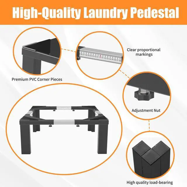 Alt view image 4 of 7 - Heavy-Duty All Steel Universal Laundry Pedestal 12" Height, Full size Washing Machine Stand Adjustable Dryer Stand, Suitable for all Washer and Dryer PedestalBlack