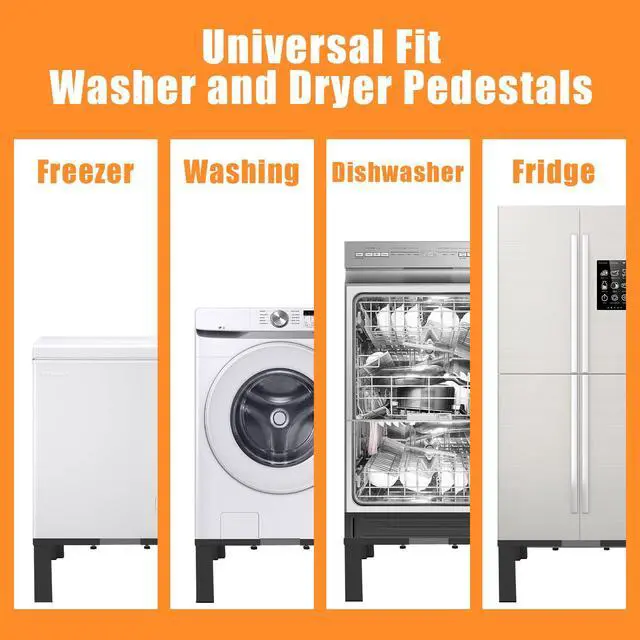 Alt view image 7 of 7 - Heavy-Duty All Steel Universal Laundry Pedestal 12" Height, Full size Washing Machine Stand Adjustable Dryer Stand, Suitable for all Washer and Dryer PedestalBlack