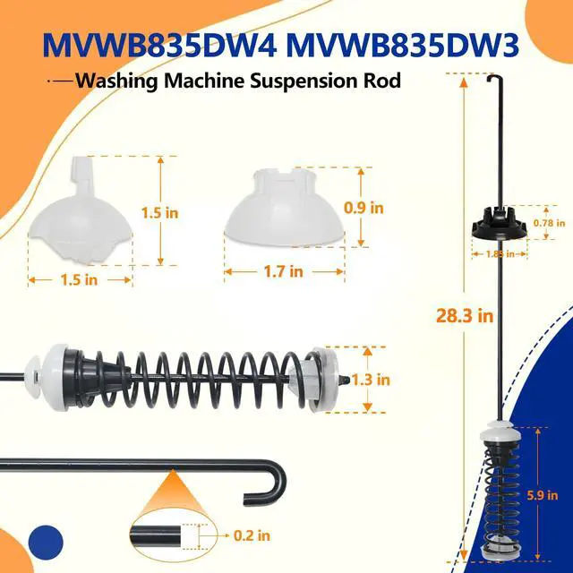 Alt view image 2 of 7 - Upgrade MVWB865GW0 MVWB835DW0 MVWB835DW1 MVWB835DW2 MVWB835DW4 MVWB835DC4 Suspension Rods(4PCS), Washing Machine Suspension Rod (4PCS),for Maytag MVWB835DC0 & for Whirlpool WTW8040DW0