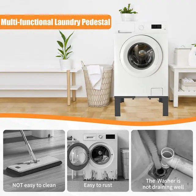 Alt view image 6 of 7 - Heavy-Duty All Steel Universal Laundry Pedestal 12" Height, Full size Washing Machine Stand Adjustable Dryer Stand, Suitable for all Washer and Dryer PedestalBlack
