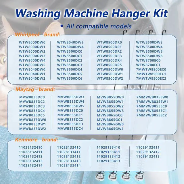 Alt view image 5 of 7 - Upgrade MVWB865GW0 MVWB835DW0 MVWB835DW1 MVWB835DW2 MVWB835DW4 MVWB835DC4 Suspension Rods(4PCS), Washing Machine Suspension Rod (4PCS),for Maytag MVWB835DC0 & for Whirlpool WTW8040DW0