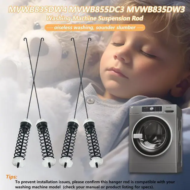Alt view image 7 of 7 - Upgrade MVWB865GW0 MVWB835DW0 MVWB835DW1 MVWB835DW2 MVWB835DW4 MVWB835DC4 Suspension Rods(4PCS), Washing Machine Suspension Rod (4PCS),for Maytag MVWB835DC0 & for Whirlpool WTW8040DW0