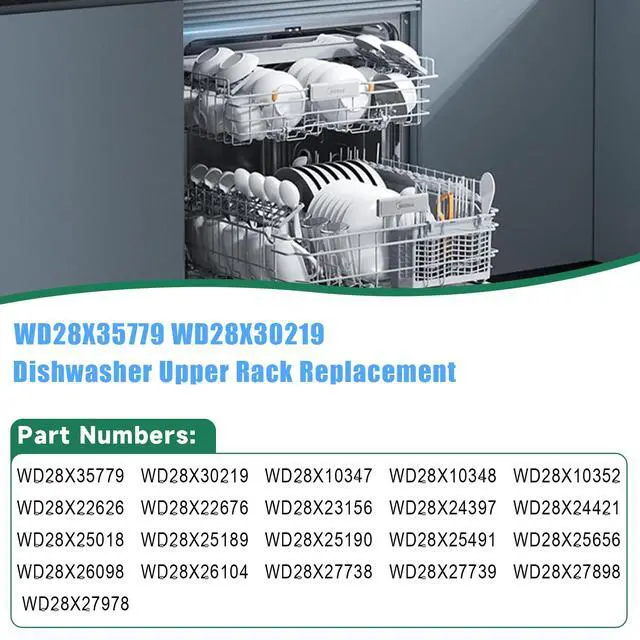 Alt view image 3 of 7 - Upgraded WD28X30219 WD28X35779 Dishwasher Upper Rack Replacement Compatible with GE Dishwasher Rack Parts Hotpoint Models ADT521PGF0BS ADT521PGF0WS with WD12X22801 Wheels
