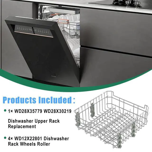 Alt view image 5 of 7 - Upgraded WD28X30219 WD28X35779 Dishwasher Upper Rack Replacement Compatible with GE Dishwasher Rack Parts Hotpoint Models ADT521PGF0BS ADT521PGF0WS with WD12X22801 Wheels