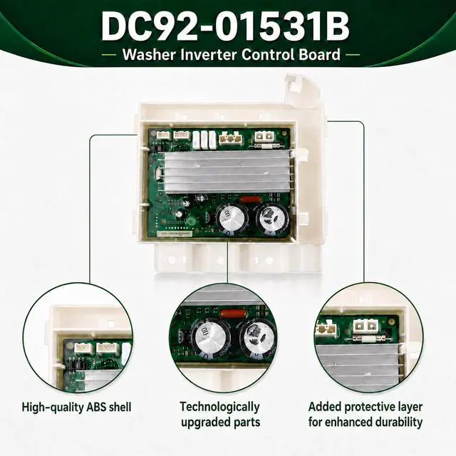 Alt view image 3 of 7 - DC92-01531B 110/120V Washer Inverter Control Board PCB Compatible with Samsung Washer WF42H5000AW/A2 WF42H5200AF/A2, Replaces AP5955156 3996732 PS10063192, for 3C2 3E2 AE6