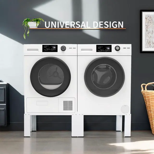 Alt view image 2 of 7 - Universal Laundry Dual Pedestal for Washer and Dryer Set, Washing Machine Stand, Dryer Base, White, LF-WDP01