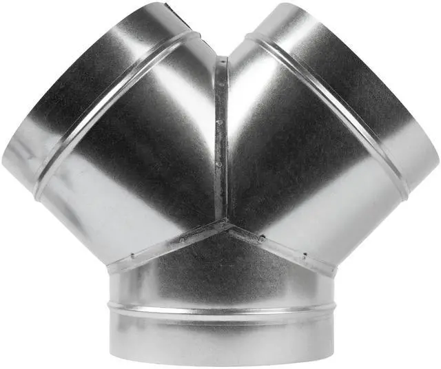 Main image of 8" Inch 3 Way Metal Duct Splitter. 60 Degree 3 Way Y Shape Connector. Connect Multiple Machines - Dryer and Extractor Hood or Dryer and Dryer in one ducting
