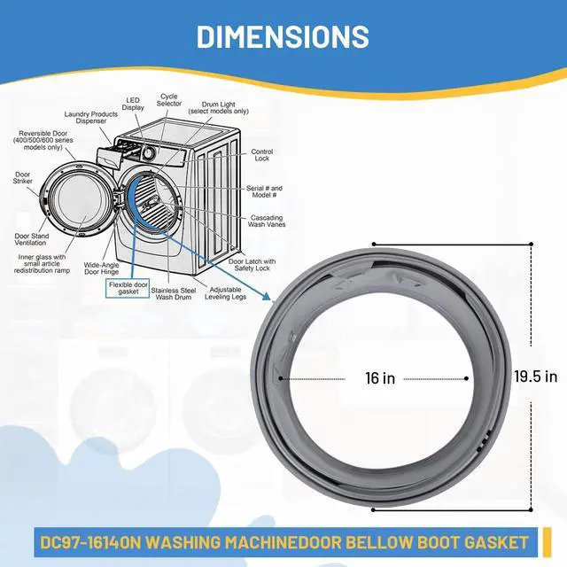 Alt view image 4 of 7 - WF45K6500AV WF45K6500AV/A2-00 WF45K6500AV/A2-01 WF45K6500AW/A2-00 WF45K6500AW/A2-11 WF45K6200AW/A2-00 WF45K6200AZ/A2 WF45M5100AW/A5 Washer Door Seal DC97-16140N for SAMSUNG Washing Machine