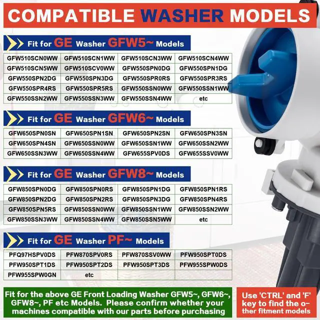 Alt view image 4 of 7 - Washer Drain Pump Filter WH11X39237 Fit for GE GFW650SPN0SN GFW550SSN4WW | GFW550SSN2WW GFW650SSN2WW, GFW850SPN2RS GFW655SSV0WW, GFW850SSN2WW GFW650SSN0WW GFW650SPN4SN, GFW850SSN2WW WH11X29539