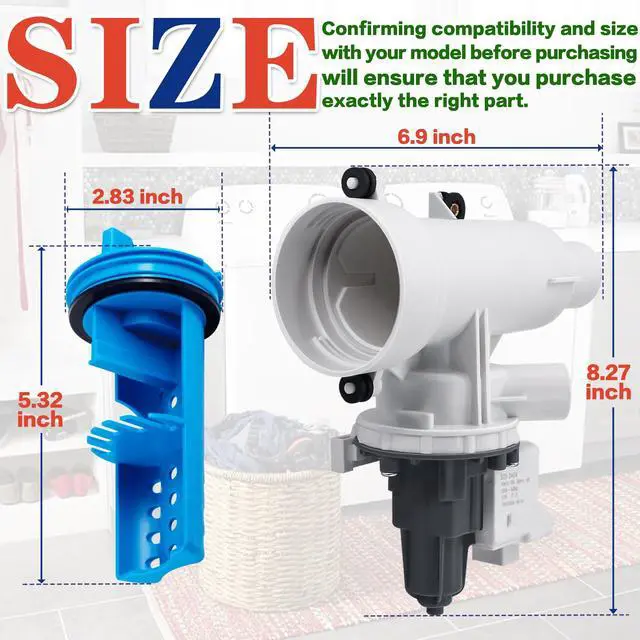 Alt view image 6 of 7 - Washer Drain Pump Filter WH11X39237 Fit for GE GFW650SPN0SN GFW550SSN4WW | GFW550SSN2WW GFW650SSN2WW, GFW850SPN2RS GFW655SSV0WW, GFW850SSN2WW GFW650SSN0WW GFW650SPN4SN, GFW850SSN2WW WH11X29539