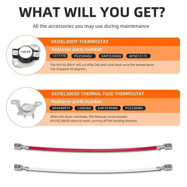 Alt view image 4 of 5 - Upgraded5301EL1001H 5301EL1001J Dryer Heating Element Assembly for LG and Kenmore Elite Dryer DLE2701V DLEX3001P DLEX3070W DLEX3550W DLEX4000W DLEX4270V DLE6100W Replaces 5301EL1001E 5301EL1001A