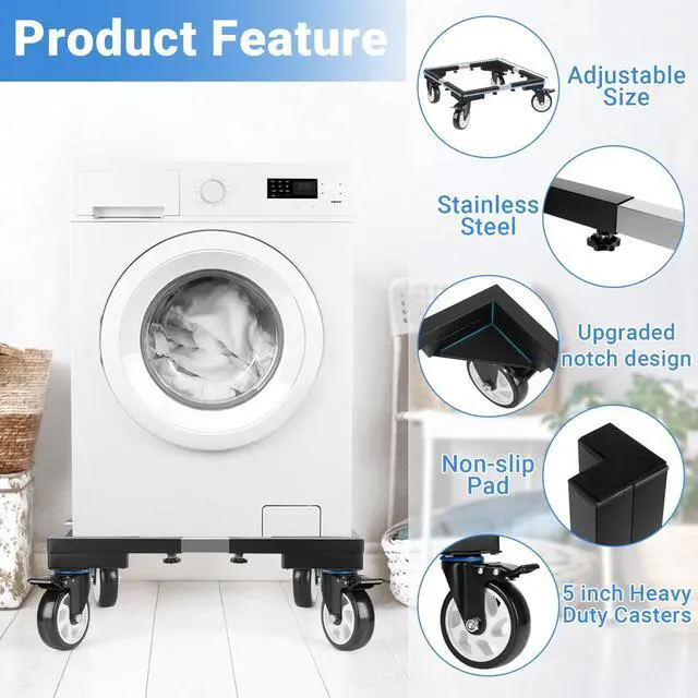 Alt view image 3 of 7 - 1000lbs All Steel 8.5 Inch Smoker Stand & Laundry Pedestal with 5 inch Wheels, Washer Dryer Pedestal with Shock Absorption, Universal Mobile Stand for Washer,Dryer,Refrigerator,Electric Smoker