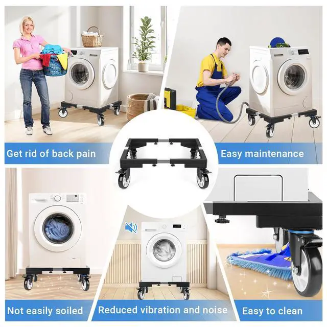 Alt view image 6 of 7 - 1000lbs All Steel 8.5 Inch Smoker Stand & Laundry Pedestal with 5 inch Wheels, Washer Dryer Pedestal with Shock Absorption, Universal Mobile Stand for Washer,Dryer,Refrigerator,Electric Smoker