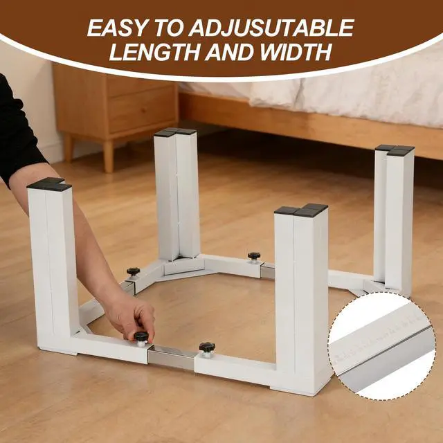 Alt view image 4 of 7 - Adjustable Washer Dryer Pedestal, 12 Heavy Duty Stand (1200 lbs), 21-29 Universal Fit Laundry Riser with Anti-Vibration Pads, Stainless Steel Base for Washing Machine, Dryer, Refrigerator